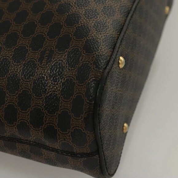 CELINE Macadam Canvas Shoulder Bag PVC Leather Black Gold Auth 116559 - Picture 5 of 16